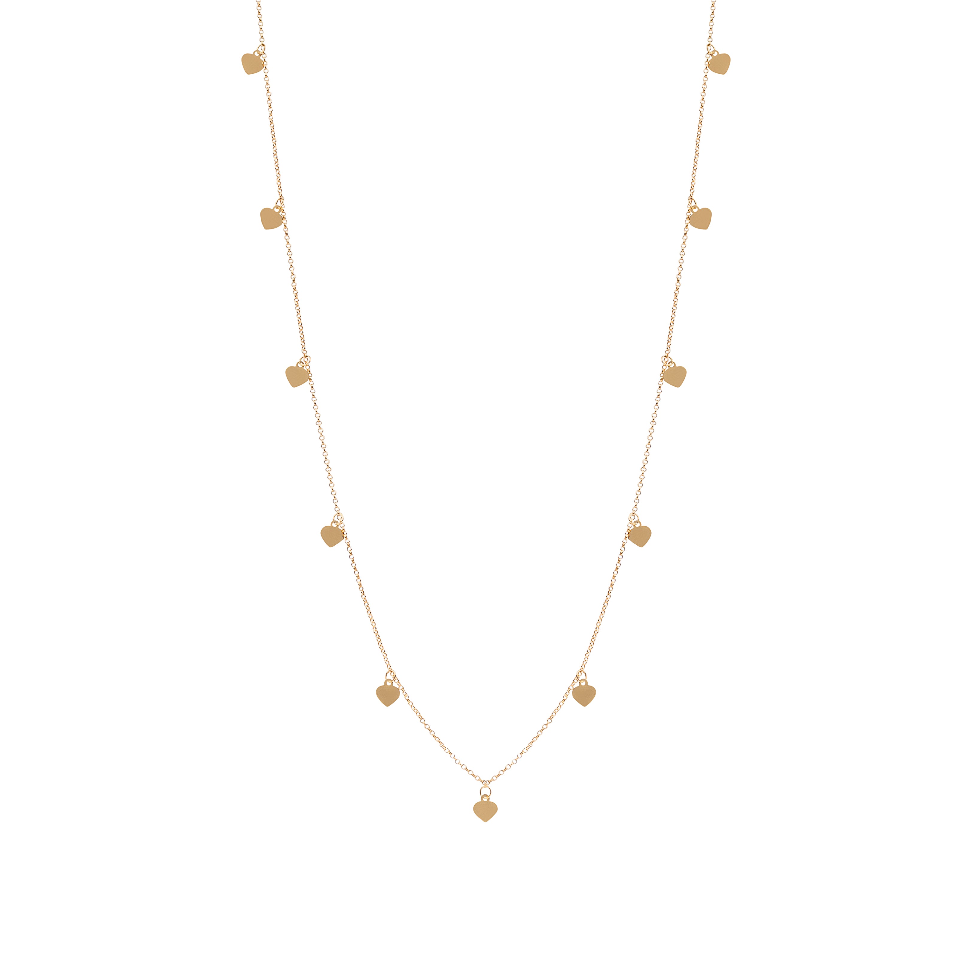 Gargantilha Longa Corações ouro 18k