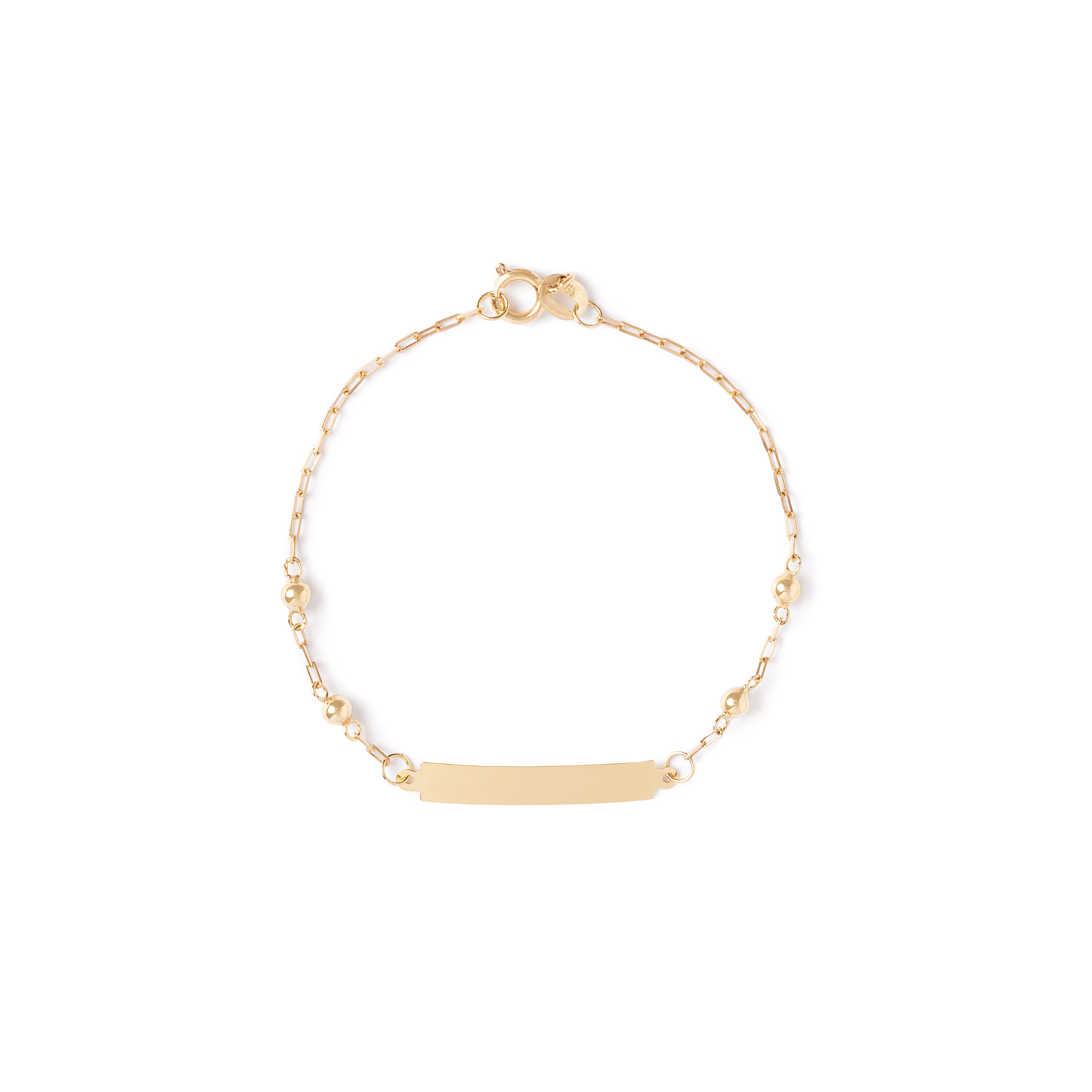 Pulseira Petit Plaquinha com bolinhas ouro 18k