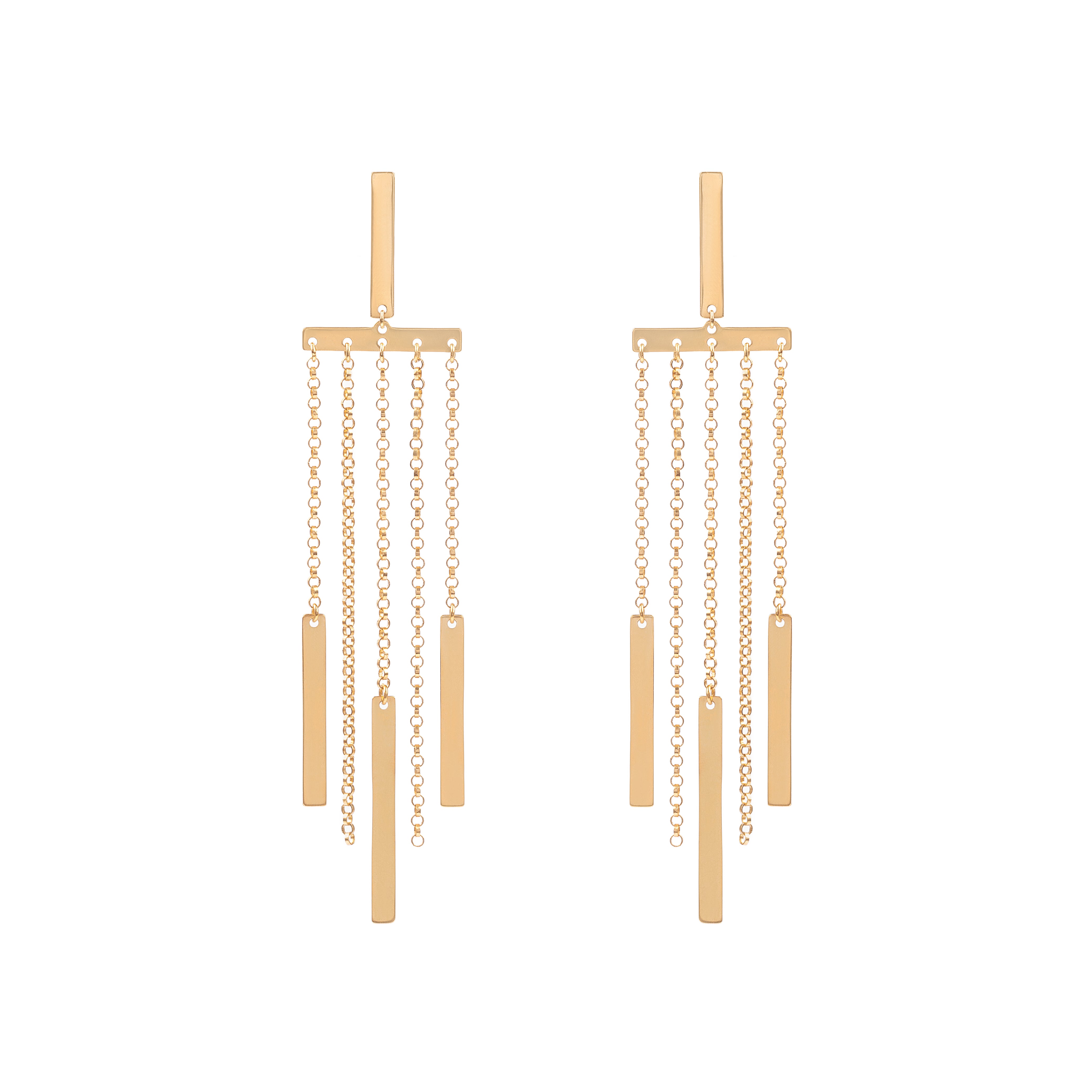 Brinco Longo Traços ouro 18k