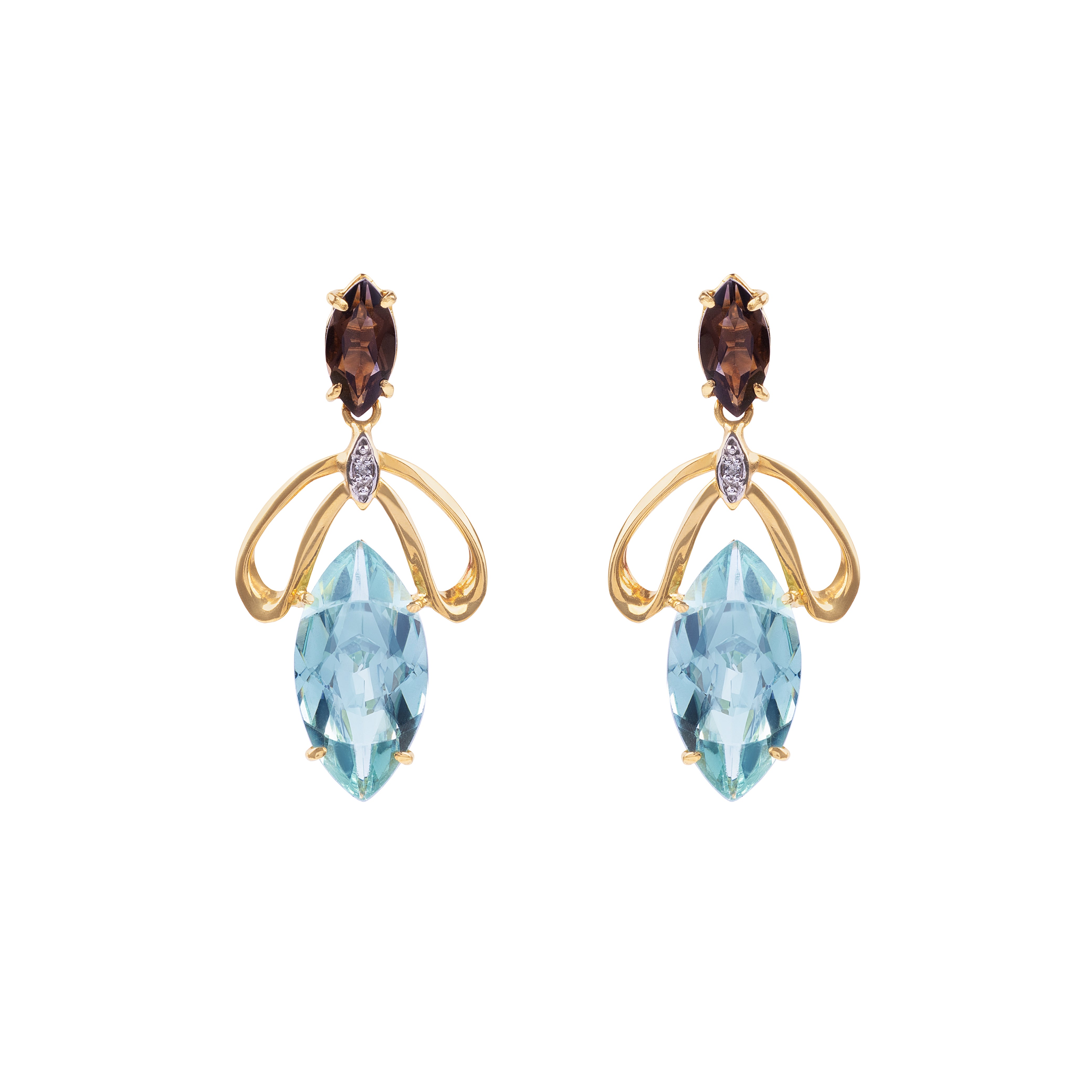 Brinco Quartzo e Topázio ouro 18k