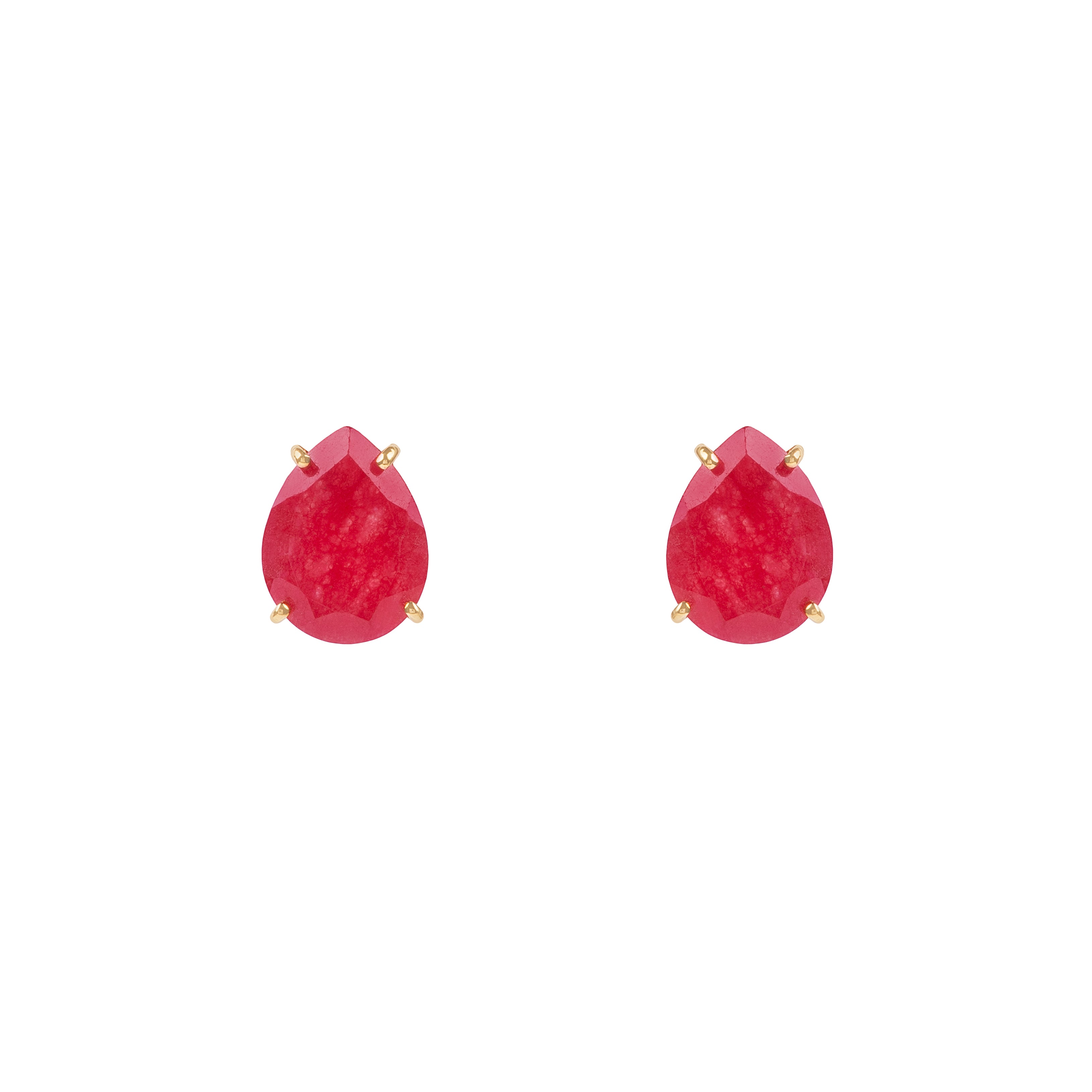 Brinco Gota Nefrita vermelha ouro 18k