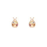 Brinco Petit Joaninha Colorida ouro 18k