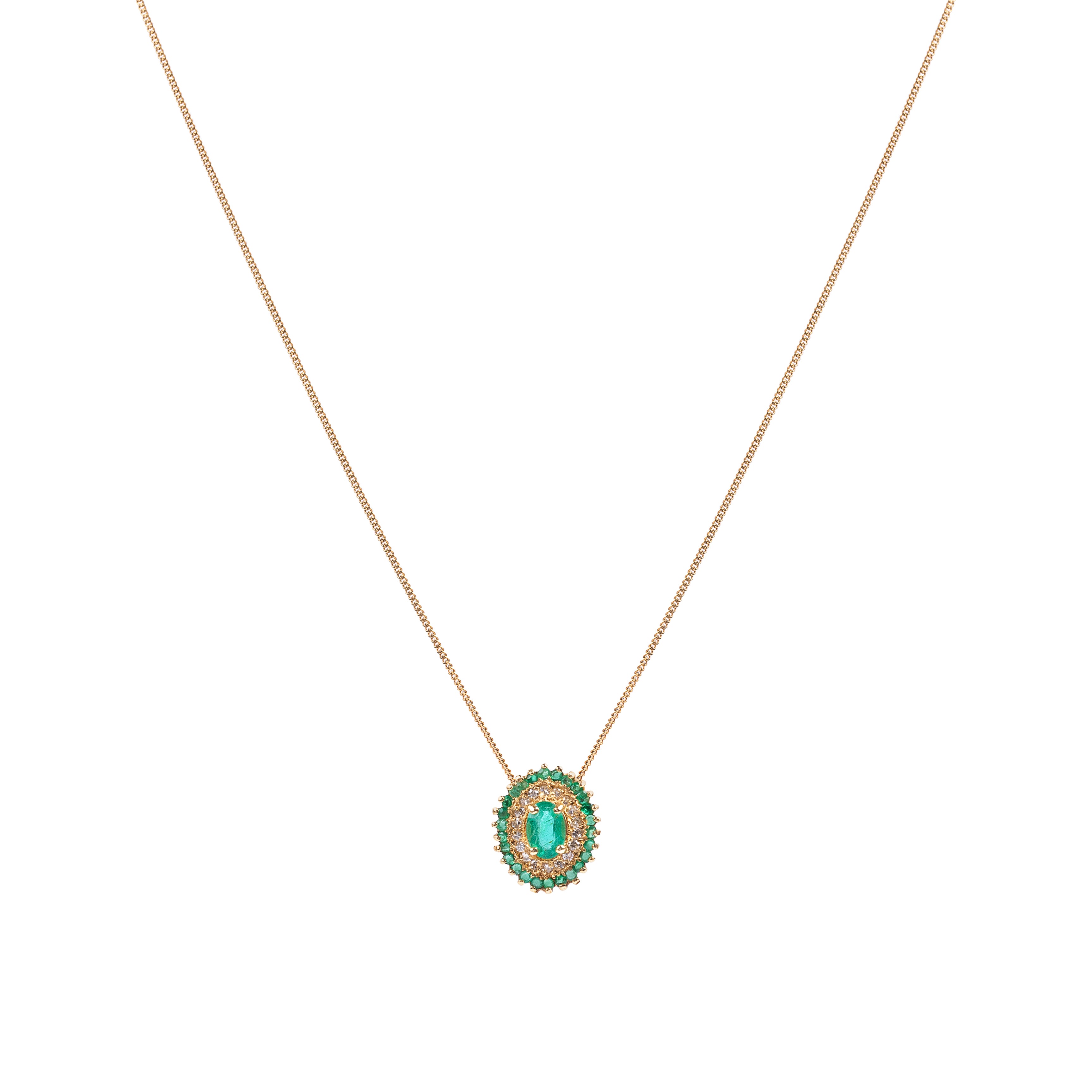 Gargantilha Esmeralda e brilhantes ouro 18k