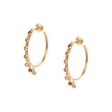 Brinco argola Pedras Naturais em Ouro 18k