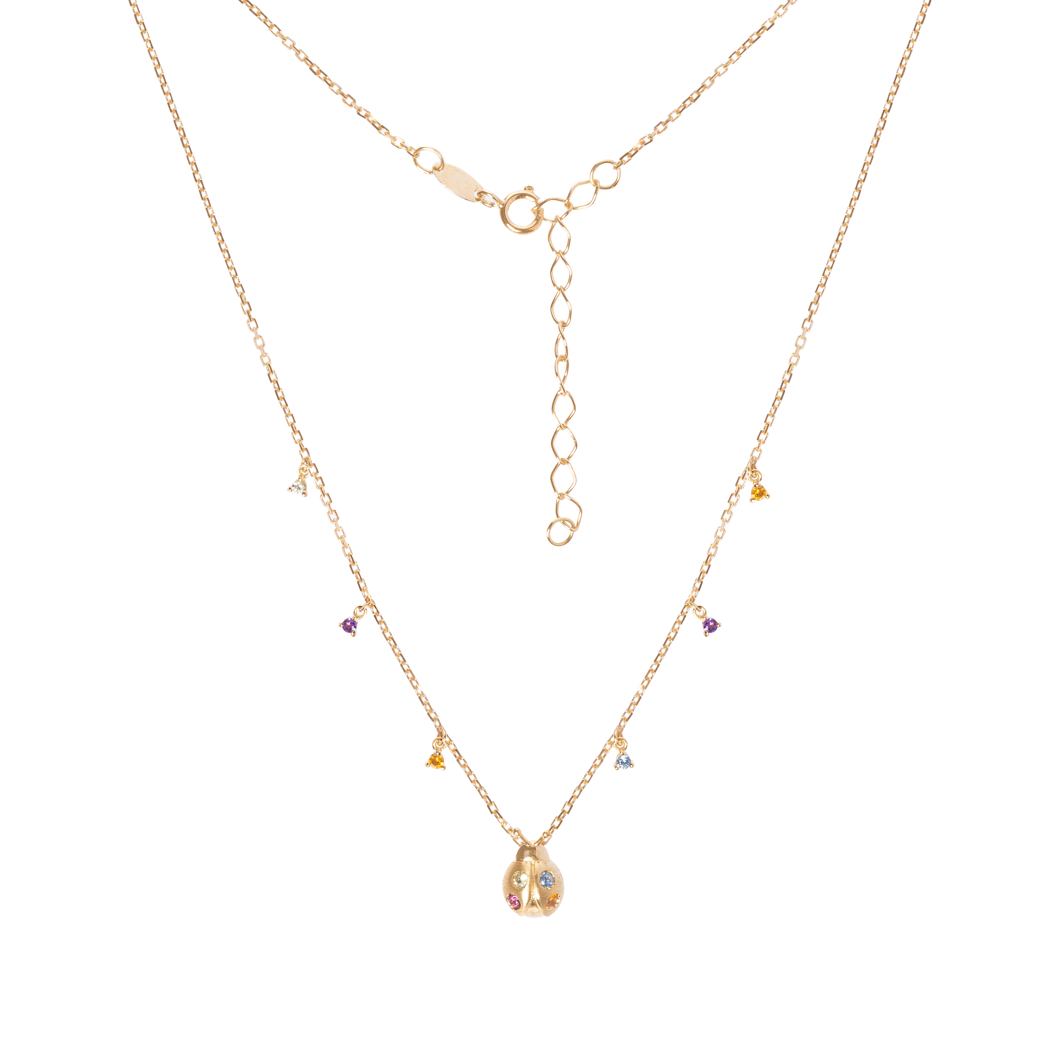 Gargantilha Joaninha Colorida ouro 18k