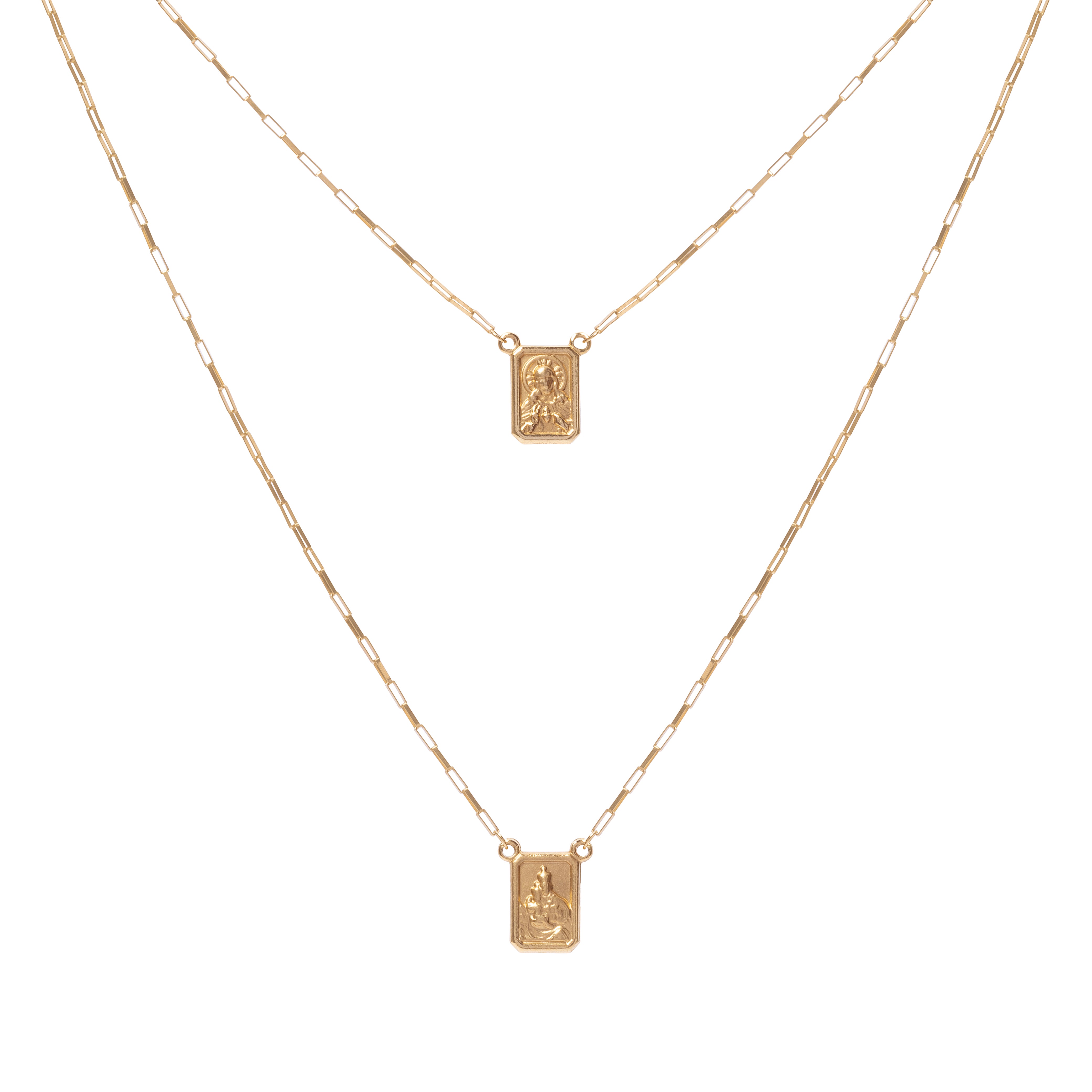 Escapulário ouro amarelo 18k 70 cm medalha P