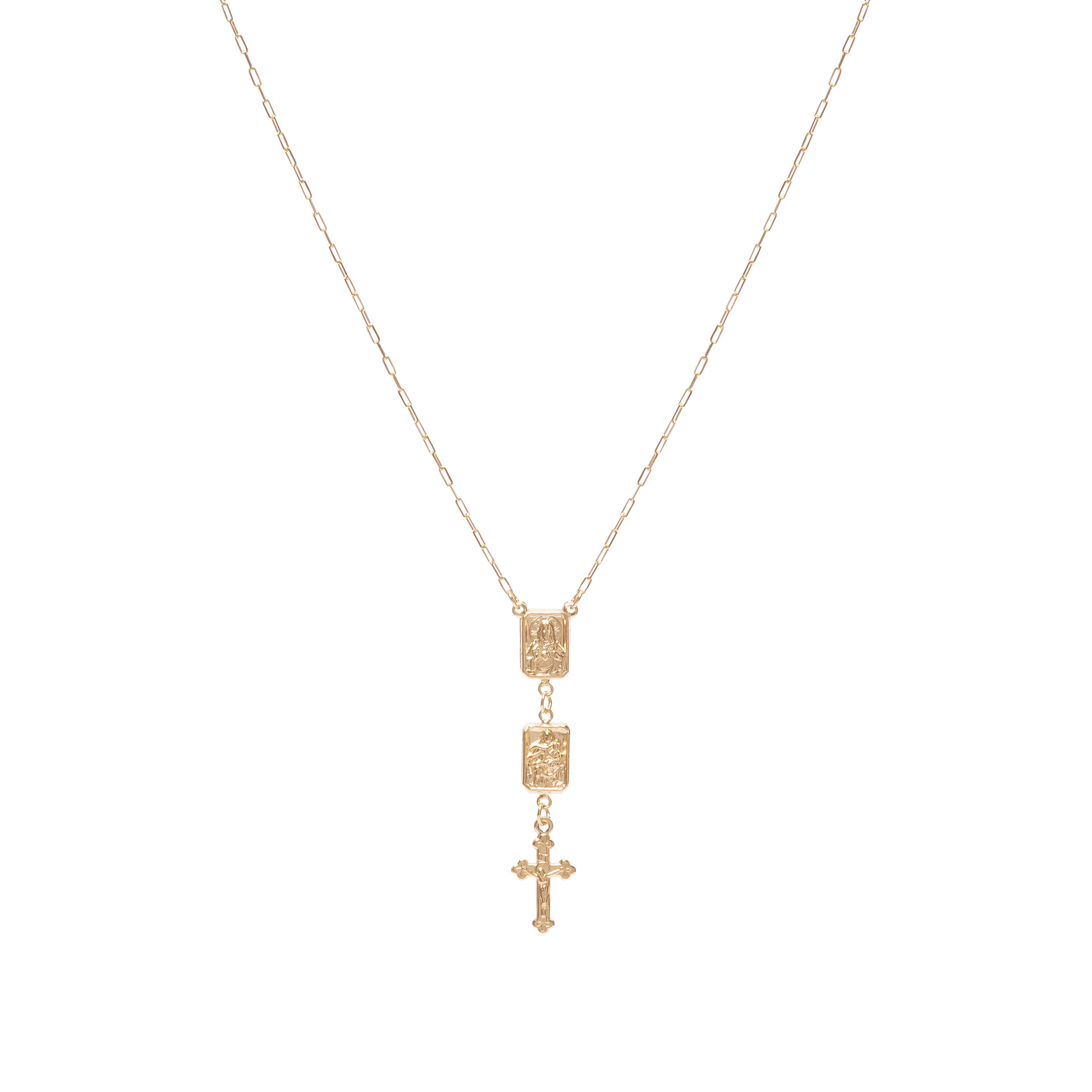 Escapulário ouro amarelo 18k medalhas pra frente