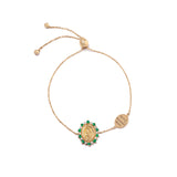 Pulseira Nossa Senhora Esmeralda e Safira ouro 18k