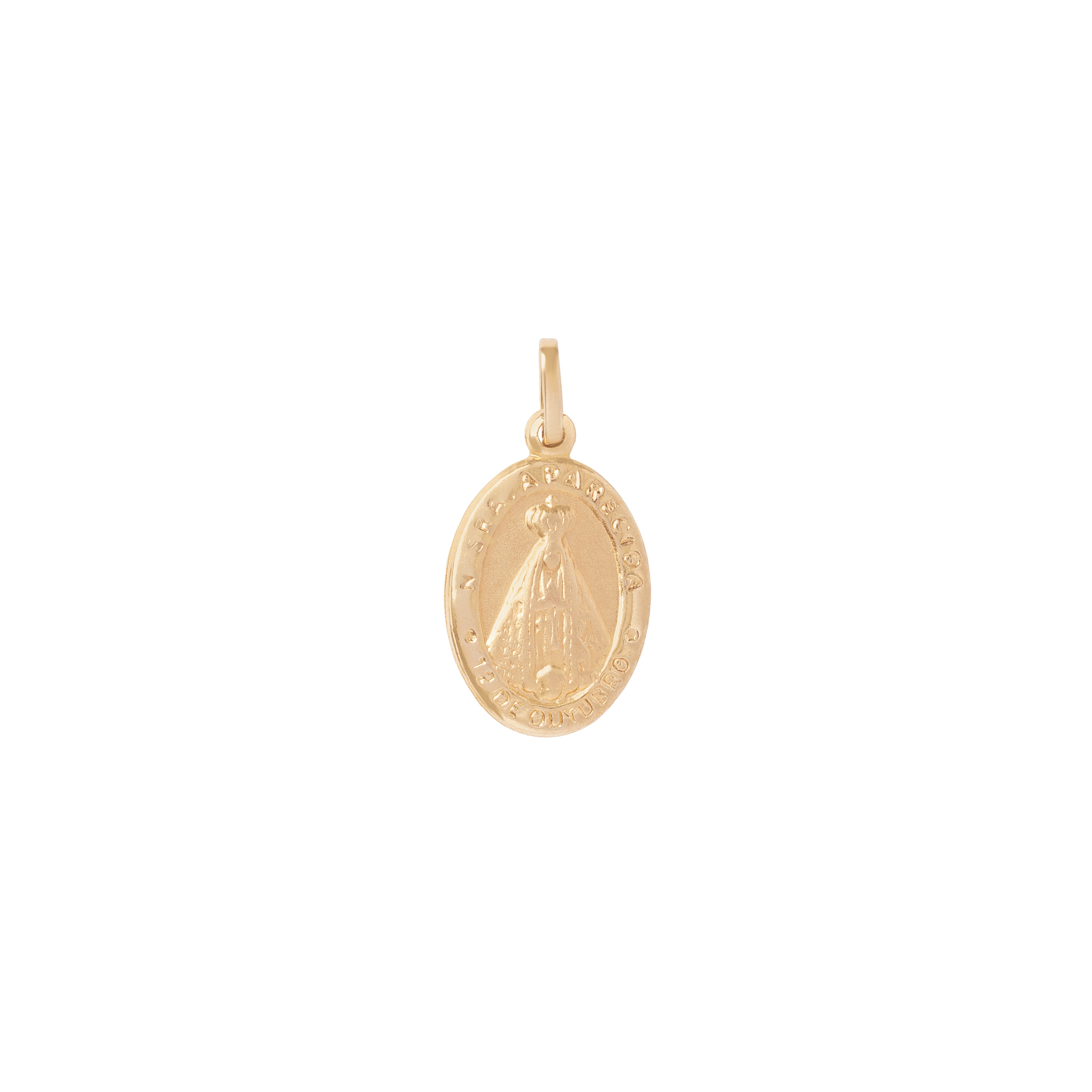 Medalha Oval de Nossa Senhora Aparecida  em ouro 18k