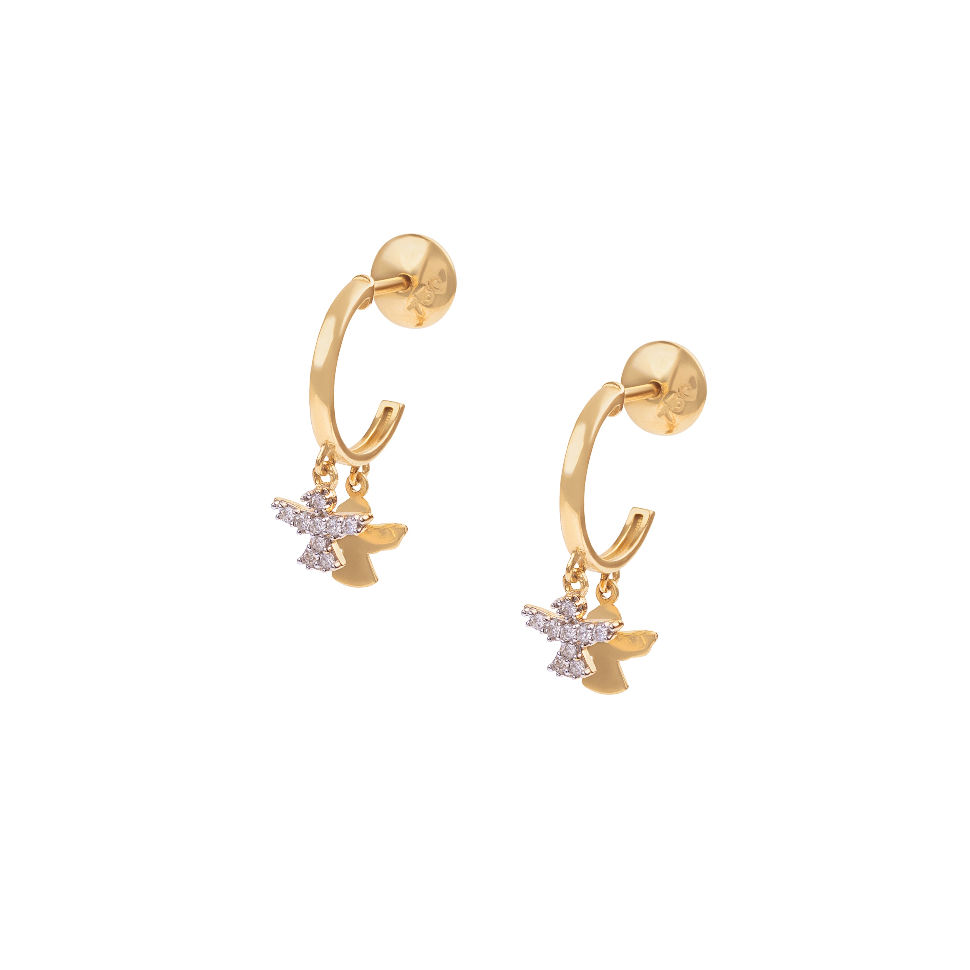 Brinco argola Pingente Divino em Ouro 18k