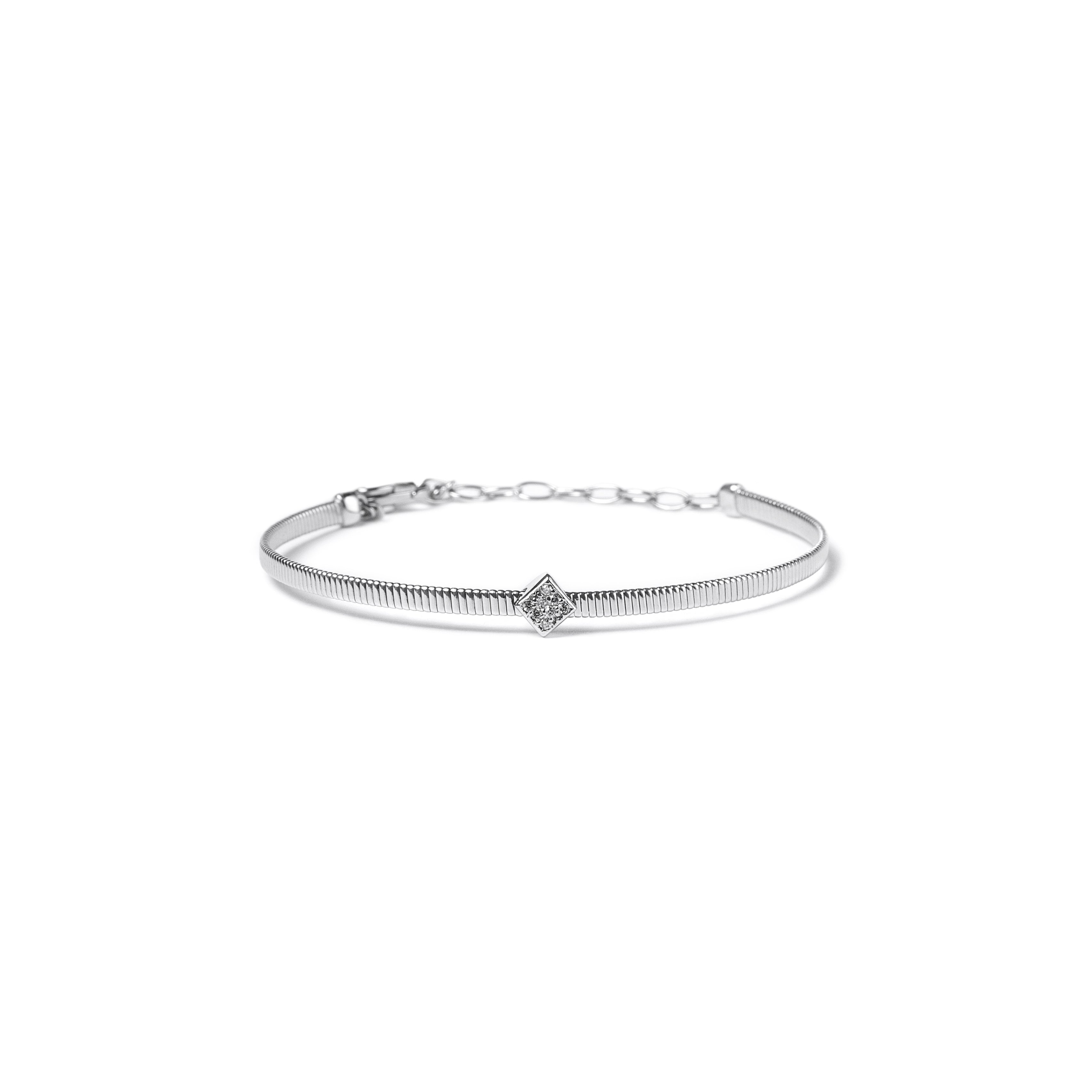 Pulseira Bracelete Maleável Losango ouro branco 18k