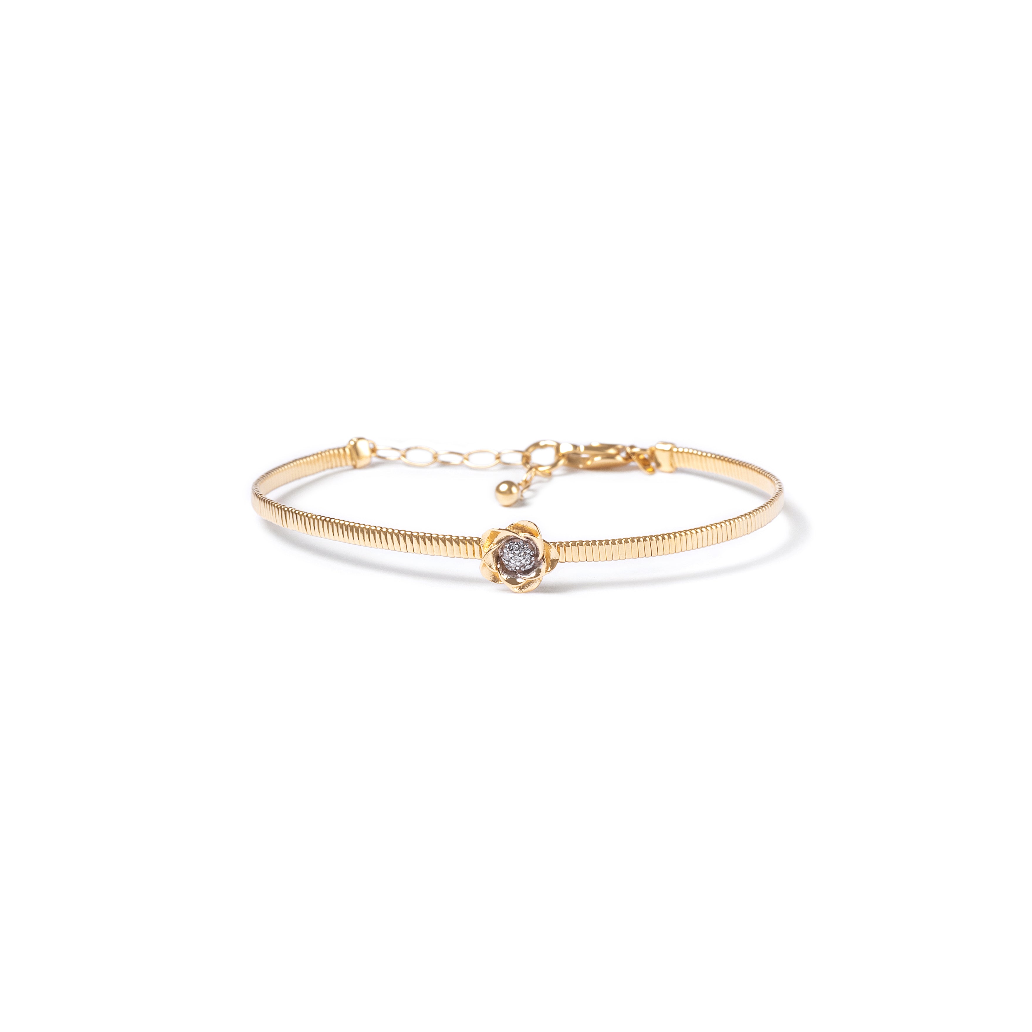 Pulseira Bracelete Maleável Flor ouro 18k